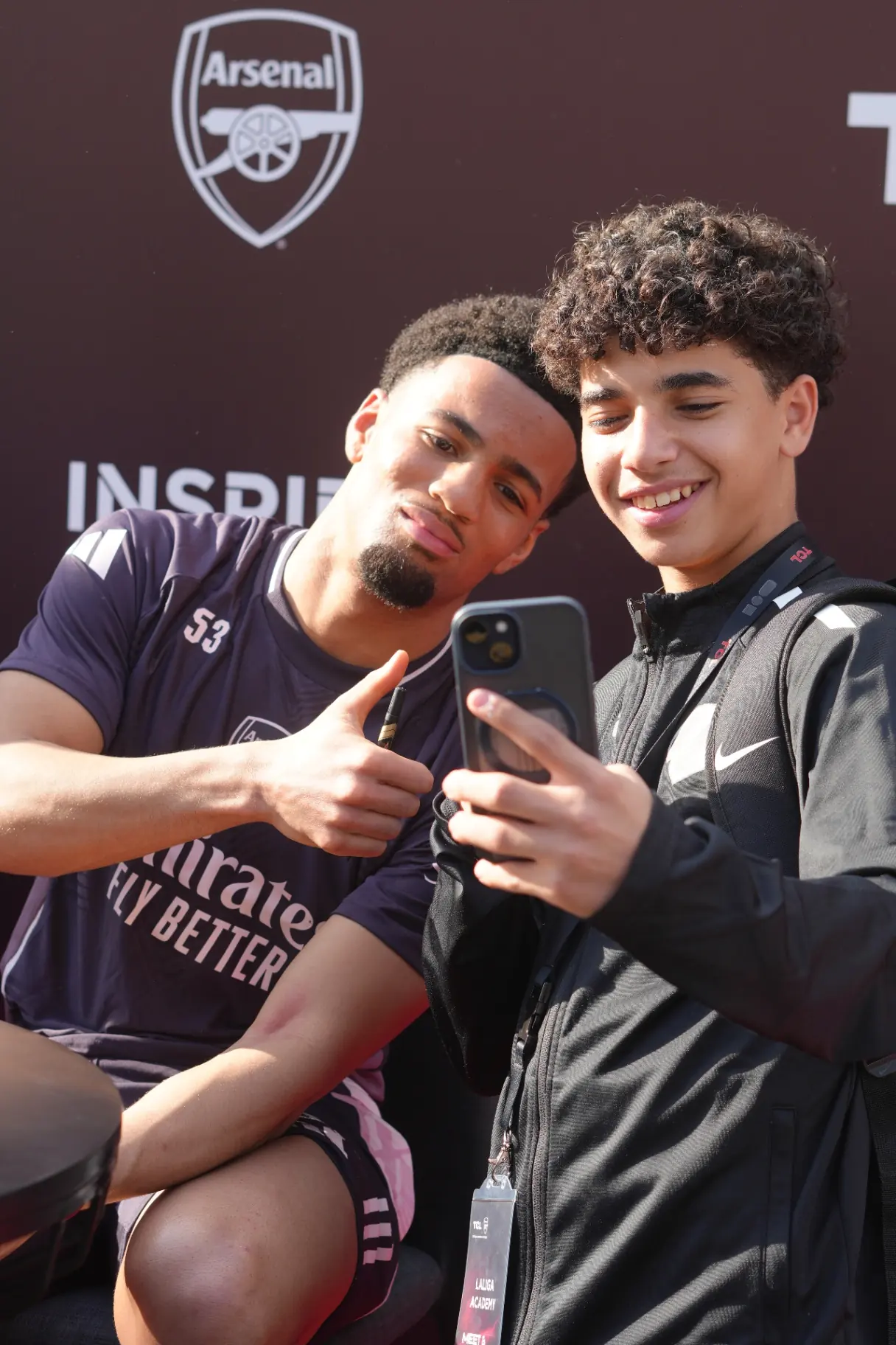 Arsenal player selfie with academy fan