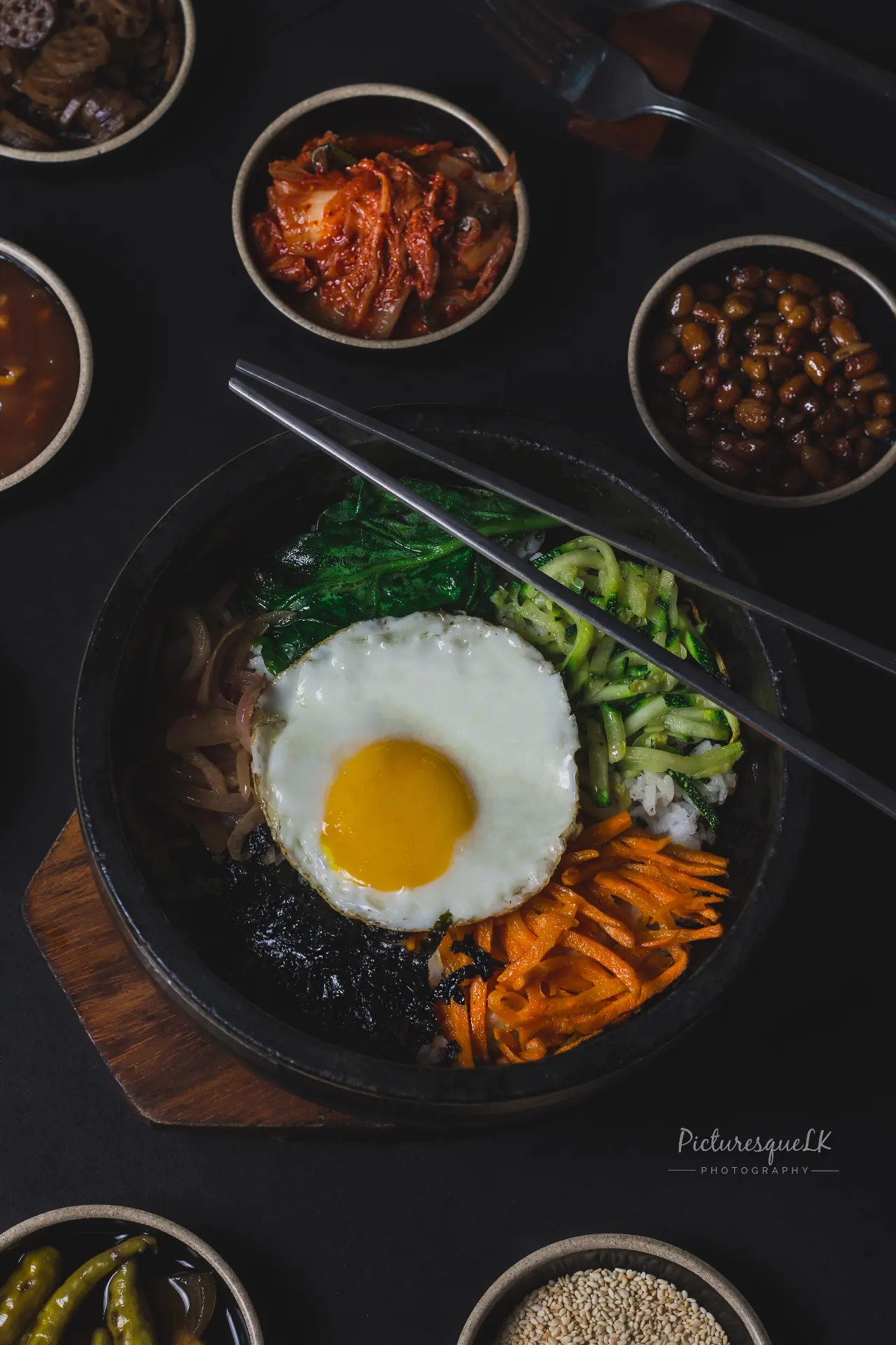 Bibimbap with banchan — Korean editorial